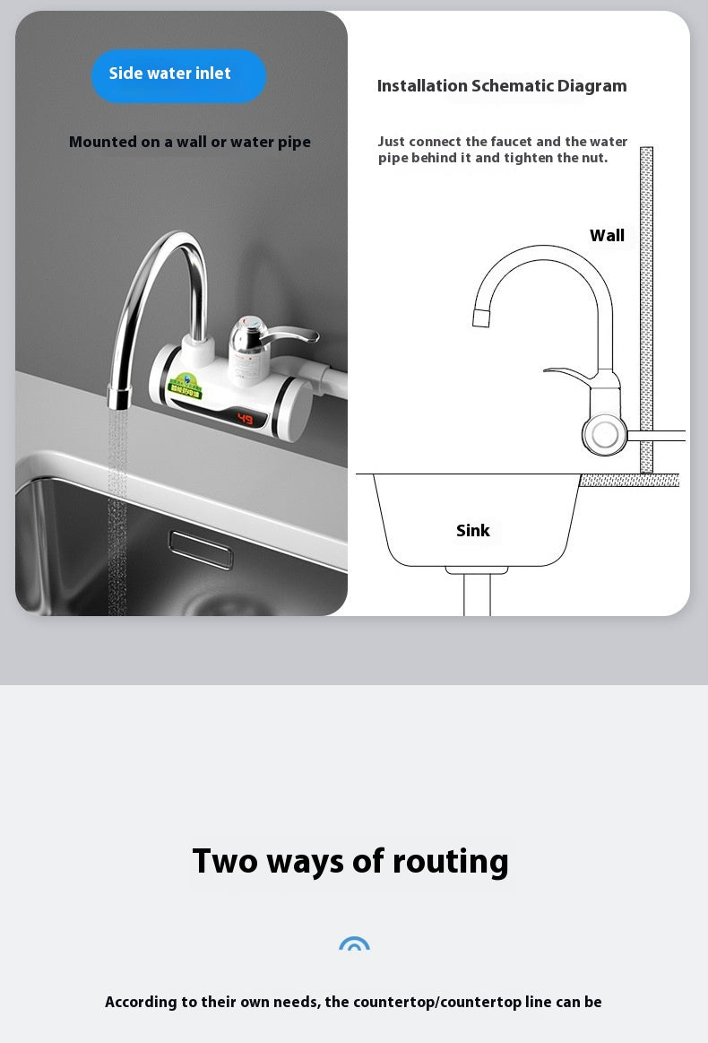 Stainless Steel LED Digital Display Instant Heating Electric Water Heater Faucet Tap, Geyser